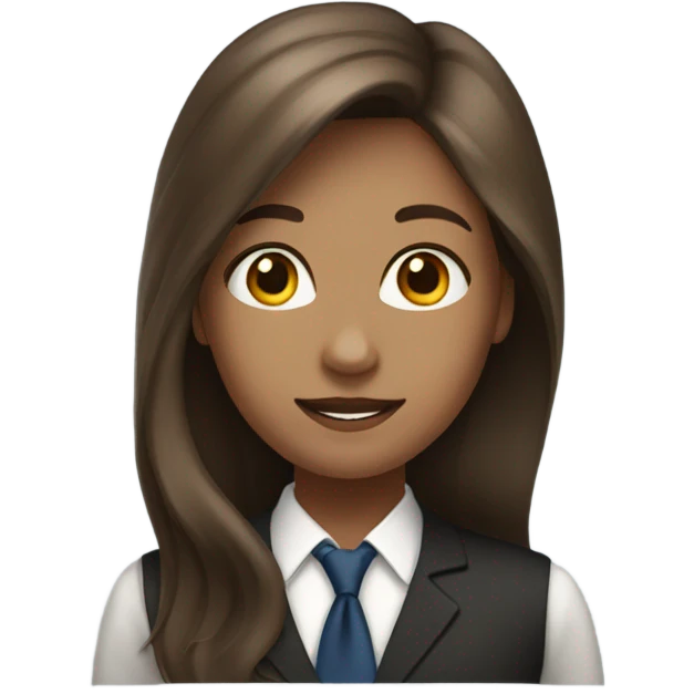 Long brown hair girl banker white emoji