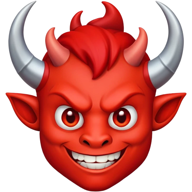 Mischievous red devil with pointy horns and smirk emoji