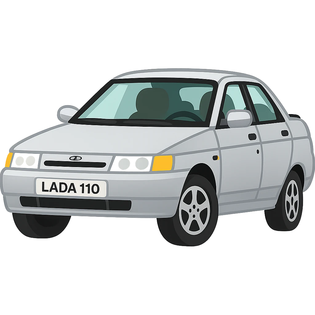Create an emoji of a VAZ 2110 car based on the provided photo. The style should resemble the emoji style but since emoji style does not support editing, use the general style editor to replicate the emoji look. Remove the background from the image. emoji