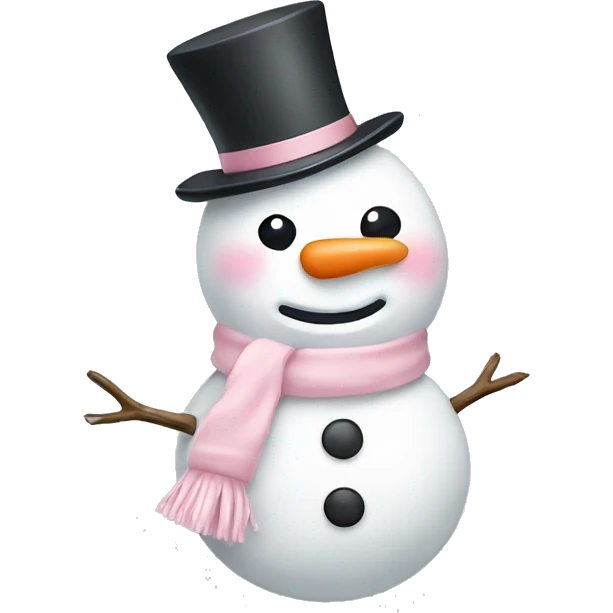 Cute white and light pink snowman emoji