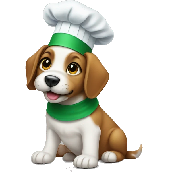 puppy with a green chef hat emoji
