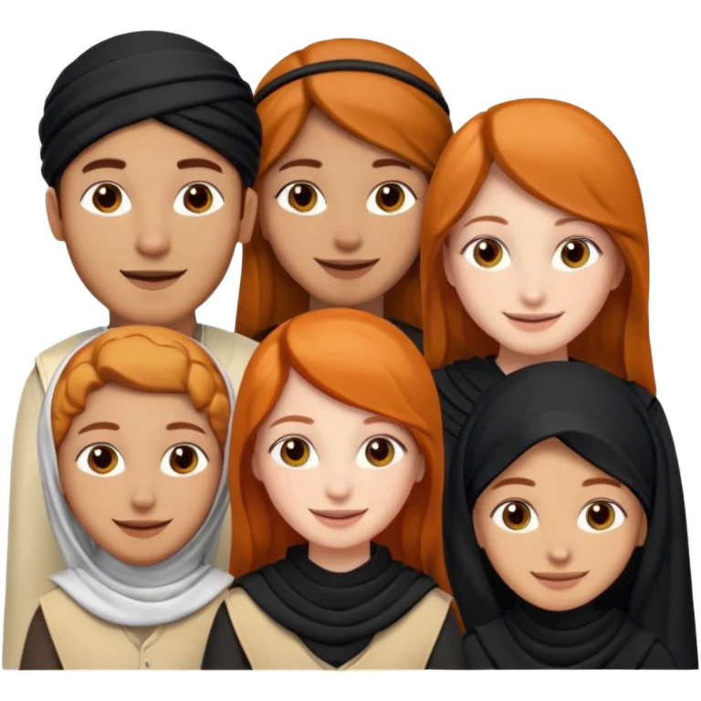 Two Arab guys two Arab girls and one ginger girl emoji