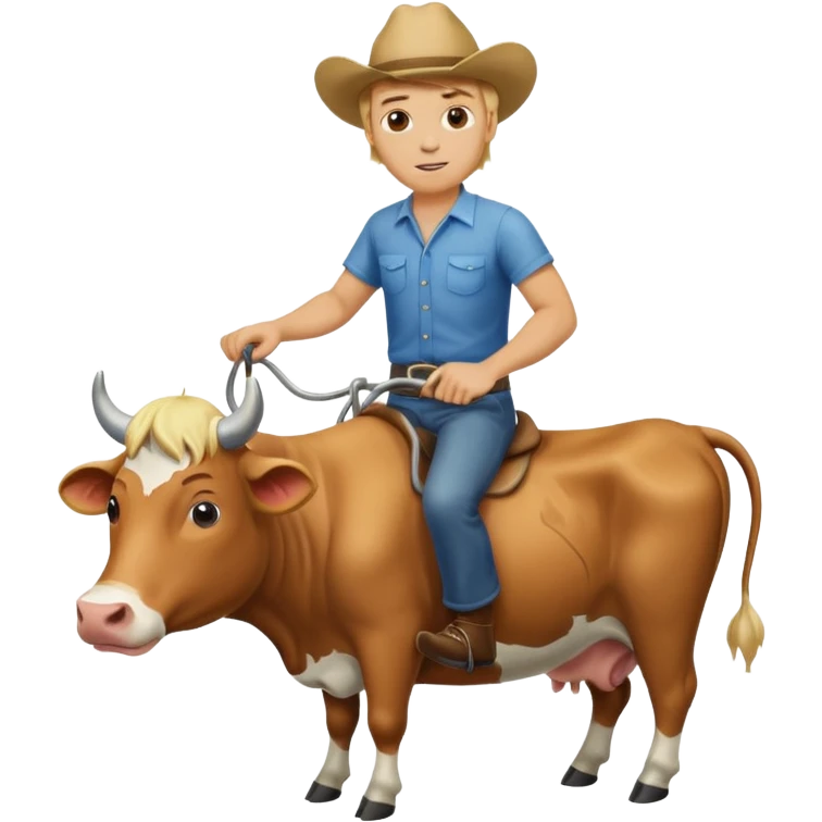 Blond man riding a cow emoji