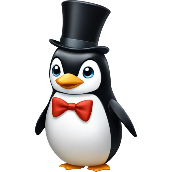 Penguin with a top hat emoji