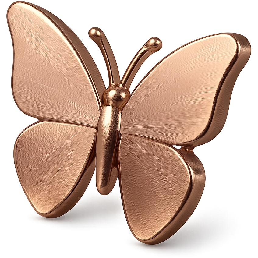 rose gold metallic butterfly icon, elegant, shiny, minimal emoji
