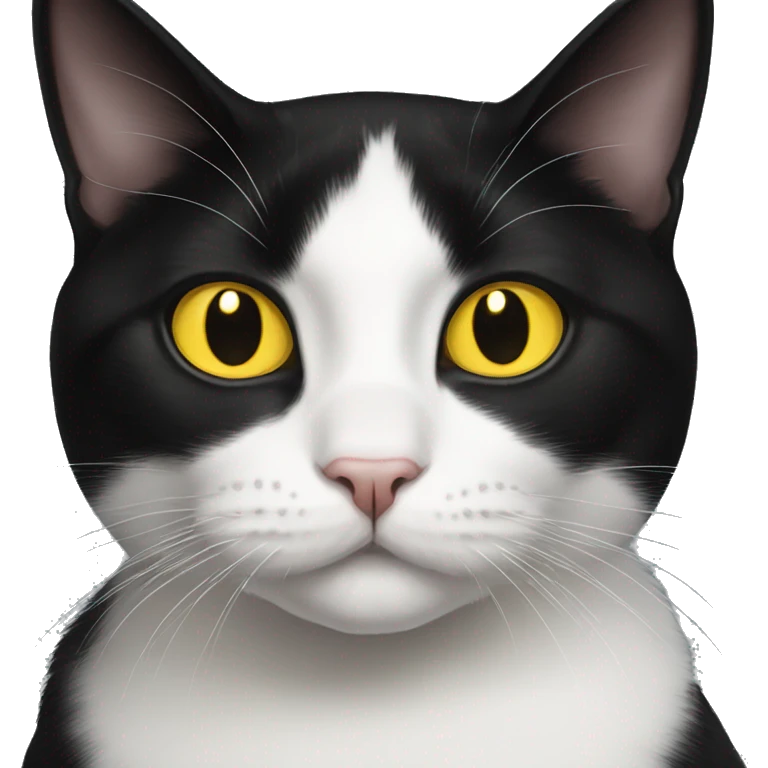 Tuxedo cat with yellow eyes emoji