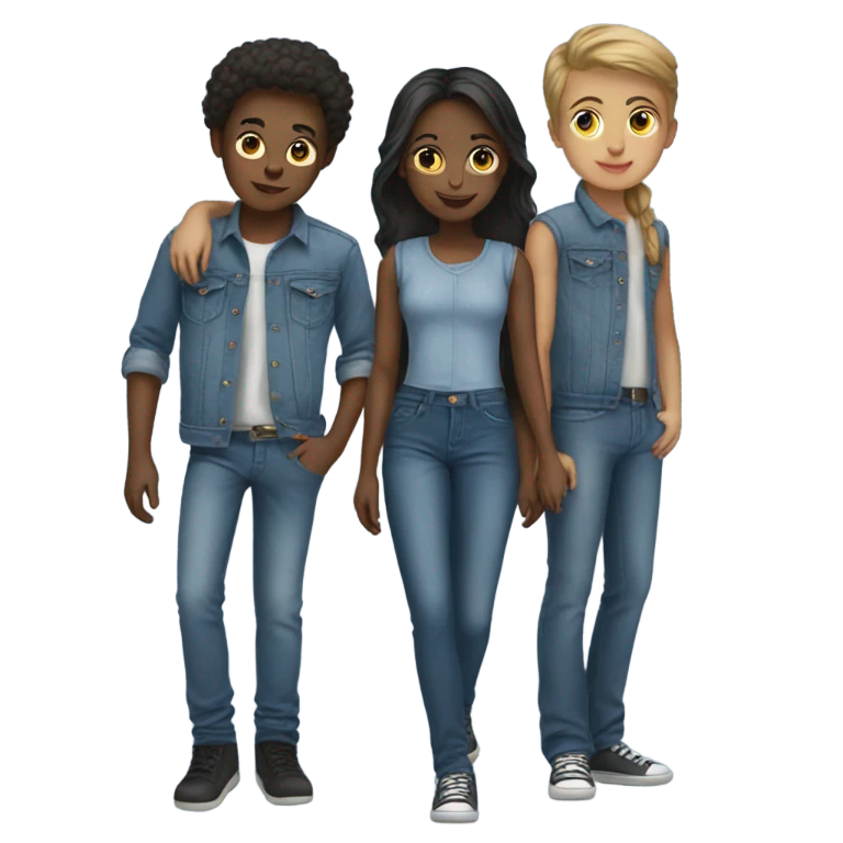 girl with boys in denim emoji