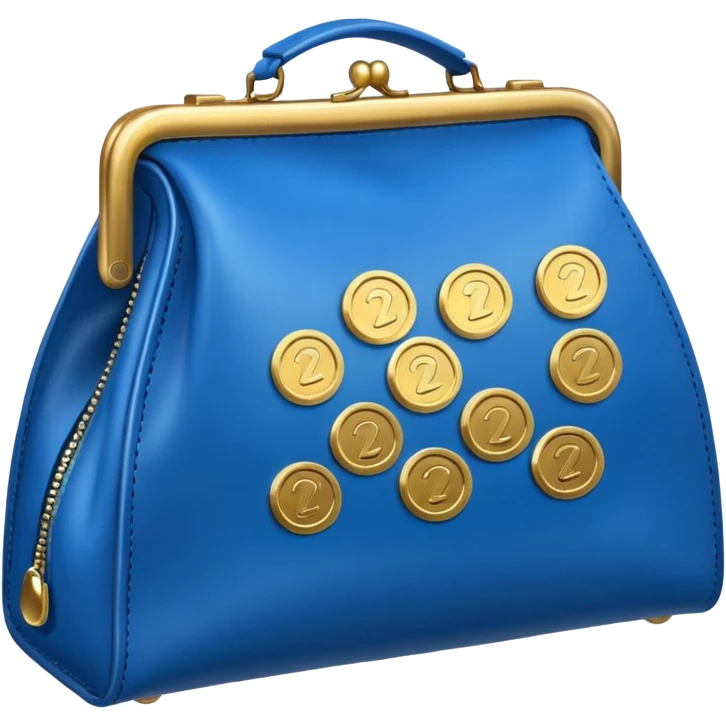 blue coins inside a leather bag  emoji