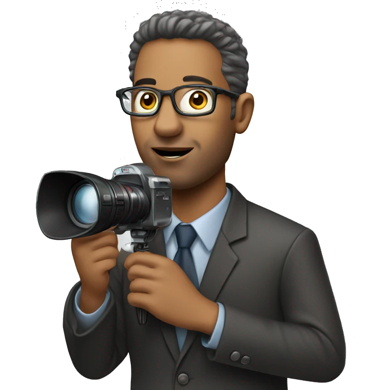 realistic journalist with camera and microphone  emoji