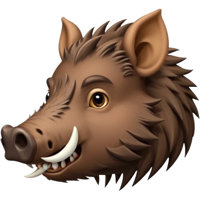 Wild boar face side view with extremely long tusks emoji realistic emoji