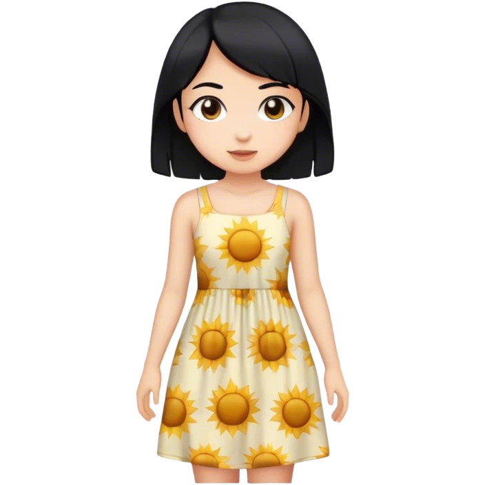 Girl with straight black hair wearing a sun dress emoji