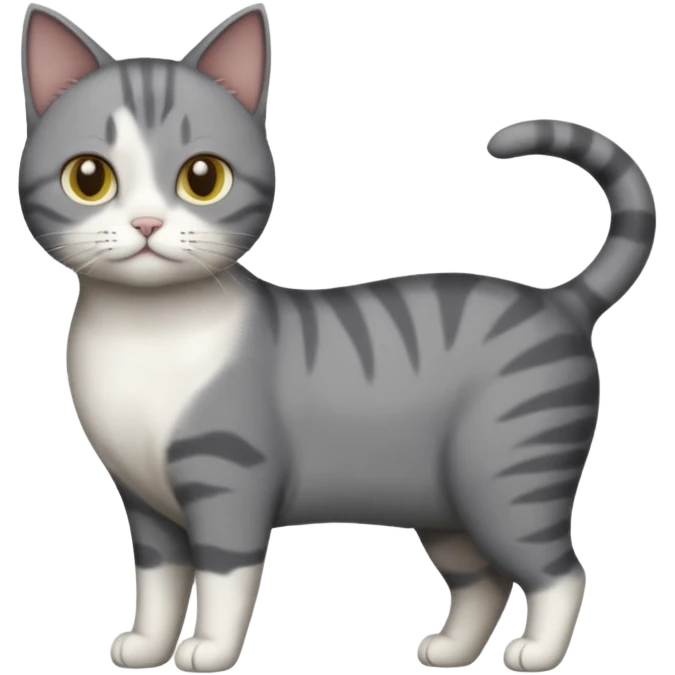 full body large short hair dark grey and white cat emoji