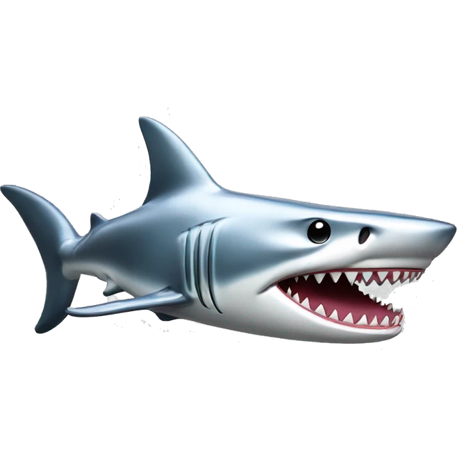 A fully chromed figurine of a shark in japaneese style. emoji