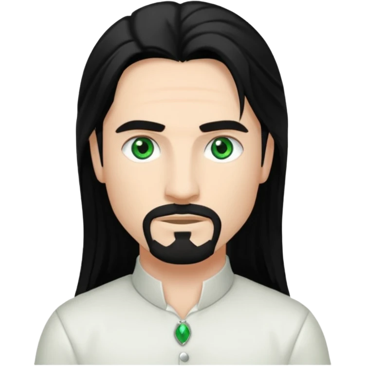Kevin Richardson green eyes, black long hair, white outfit emoji