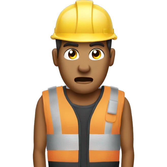 Guy ANGRY on walkie talkie in work vest emoji
