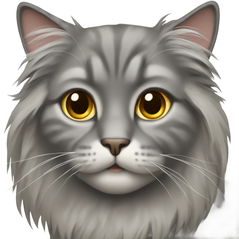 gray longhaired fold cat emoji