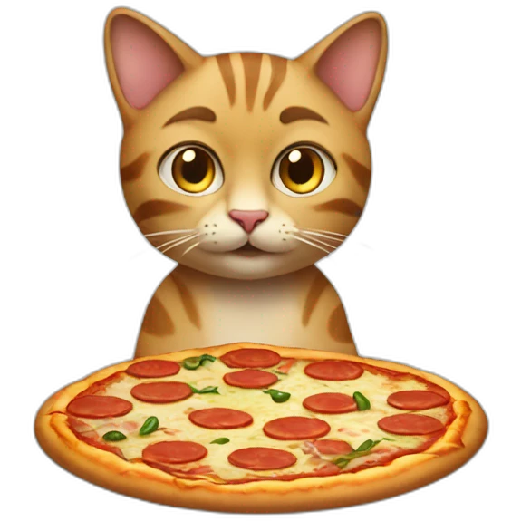 Cat qui mange une pizza emoji