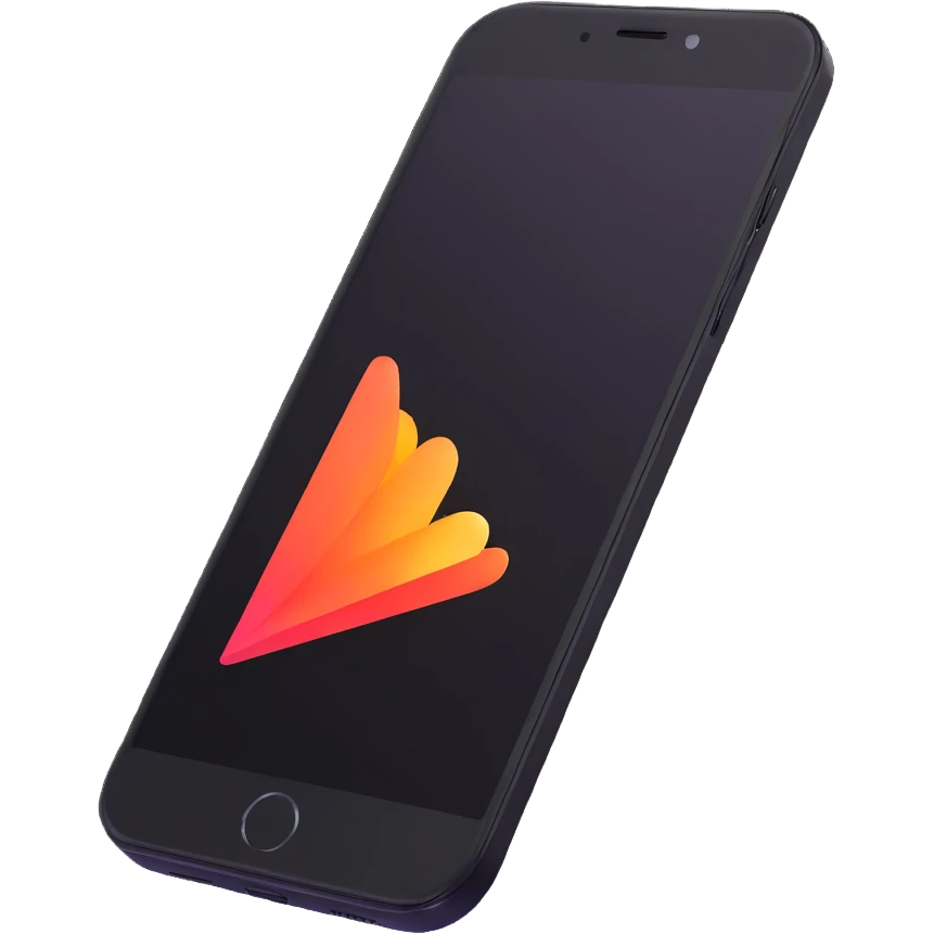 sleek smartphone with glowing screen emoji