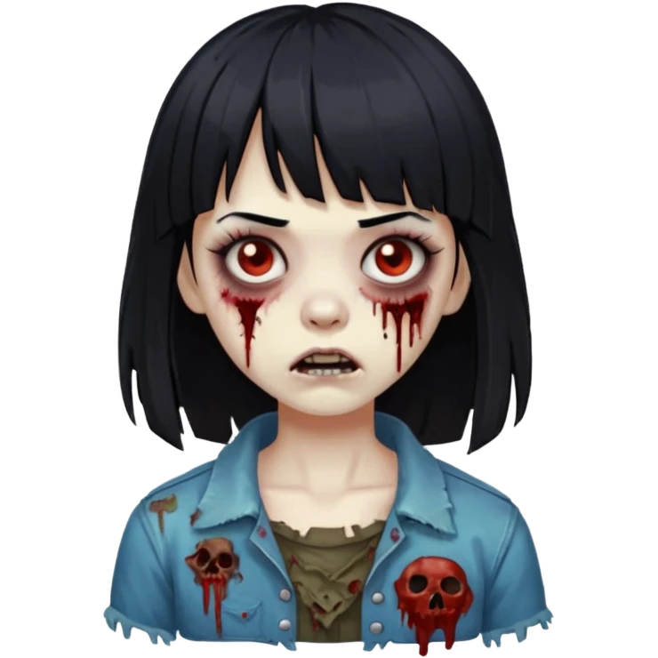 zombie girl with black hair and bangs emoji