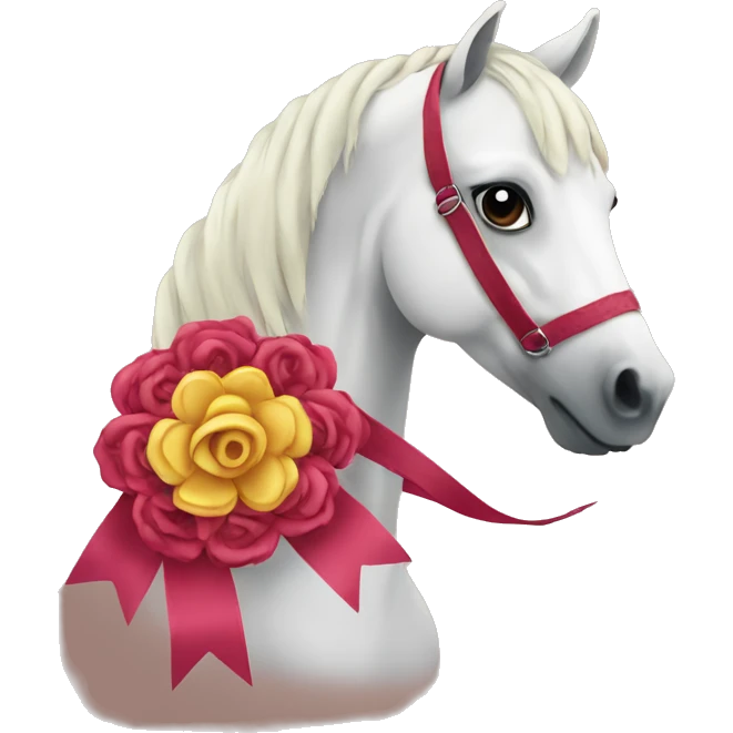 Horse with rosette ribbon emoji