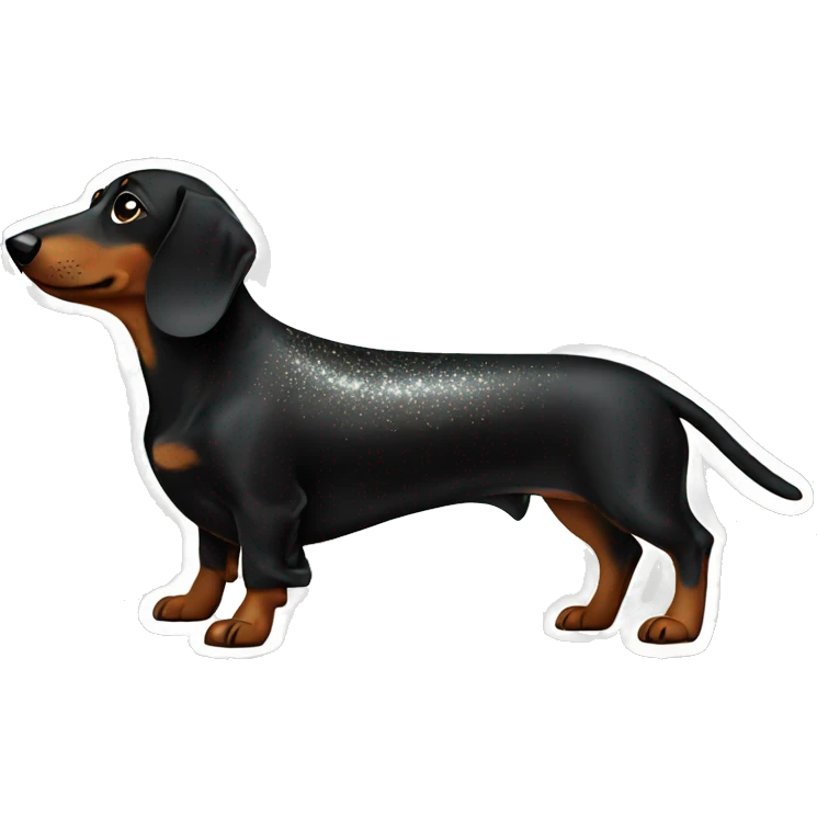 black dachshund with glitter emoji