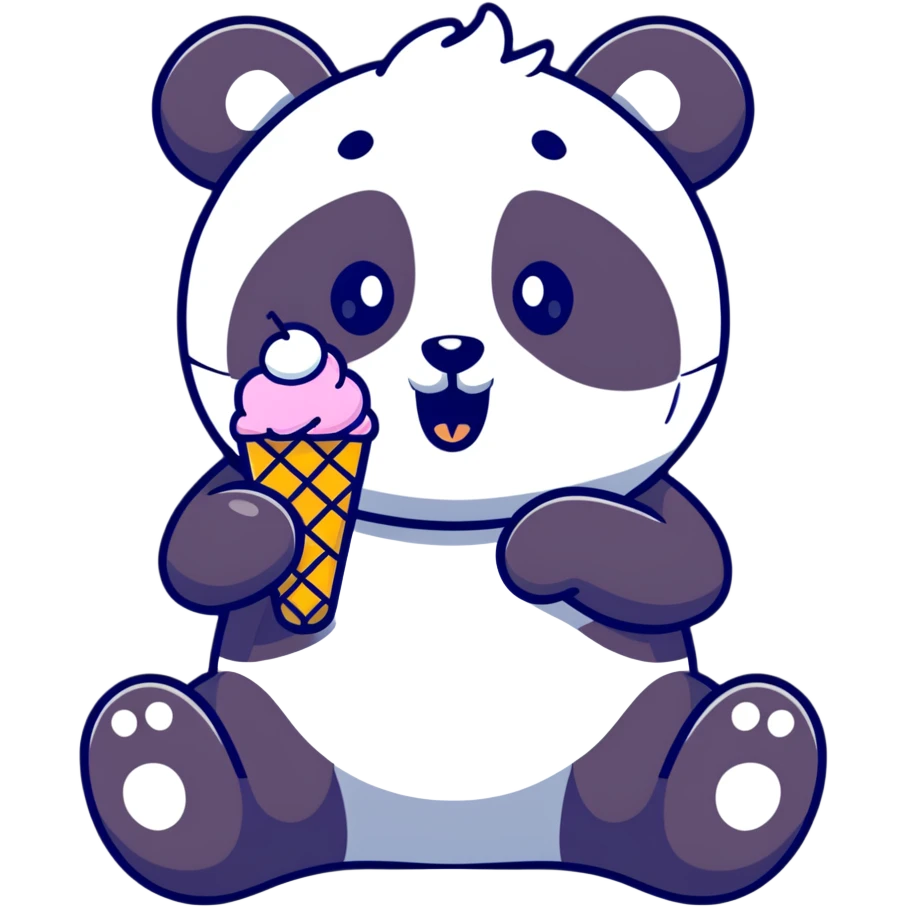 Panda eating ice cream emoji