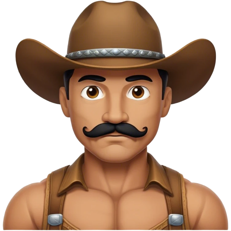 Muscular cowboy with black mustache emoji