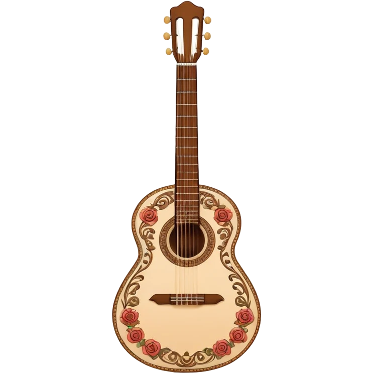 white classical Spanish guitar with intricate rosette designs emoji