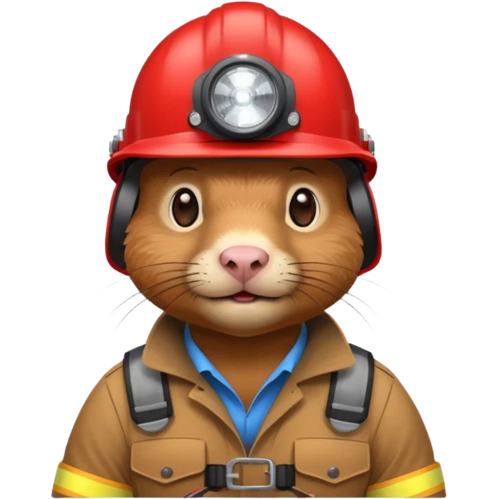 a mole rat, red helmet, headlamp emoji