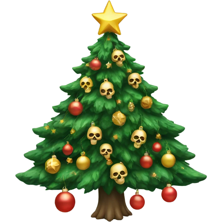 Christmas tree with skull ornaments emoji