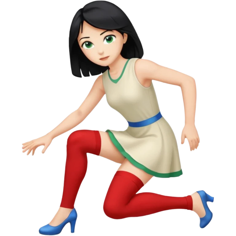 prince, black hair, blue eyes, garment, woman, blonde hair, green eyes, bending knee, sleveless white dress, emoji