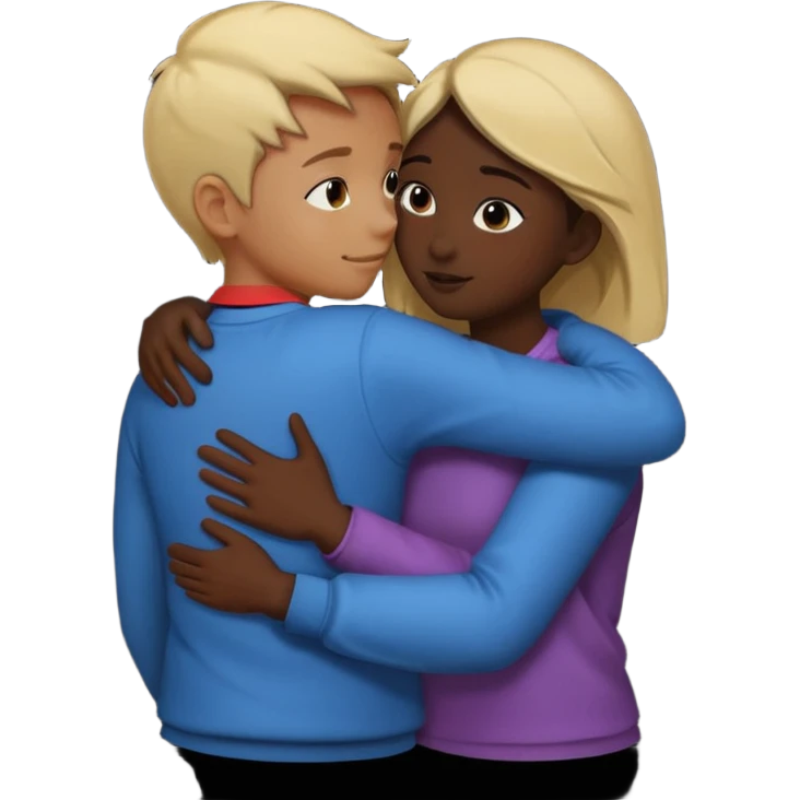 Two people comforting the other. They are facing each other. Silhouette only.  emoji