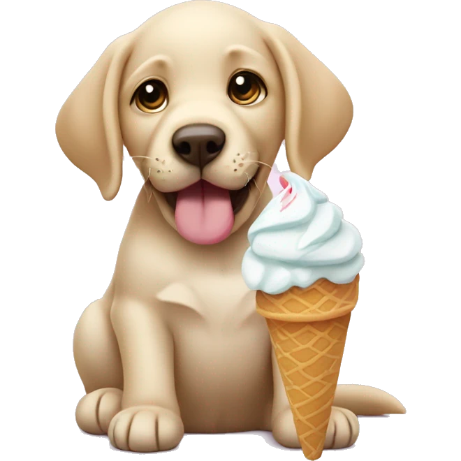 Labrador puppy eating ice cream emoji