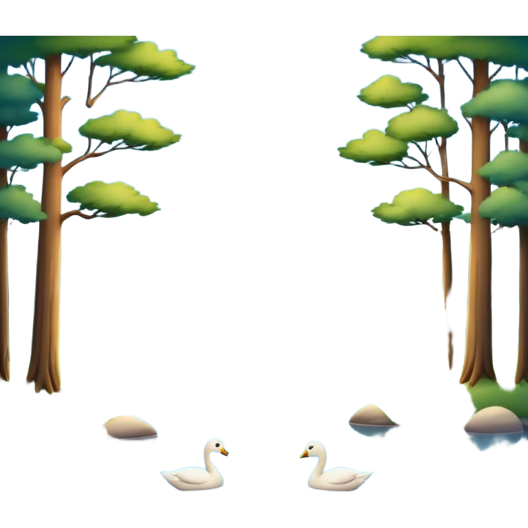 Cinematic Realistic Lake Emoji, Calm and reflective, with clear blue waters mirroring the surrounding landscape, framed by tall trees and grassy shores. The sunlight sparkles on the water’s surface while birds and animals play at the edge. Soft glowing outline, capturing the essence of peaceful serenity in a tranquil lake. emoji
