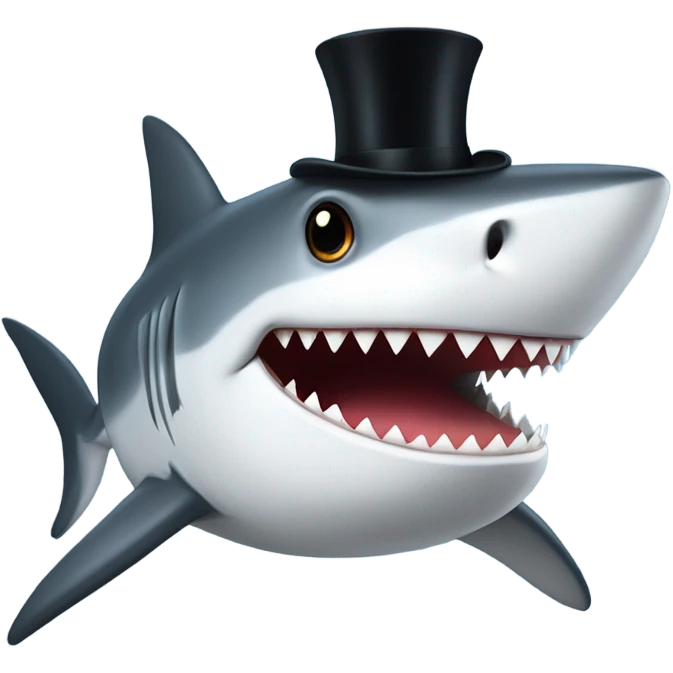 Shark with a top hat emoji