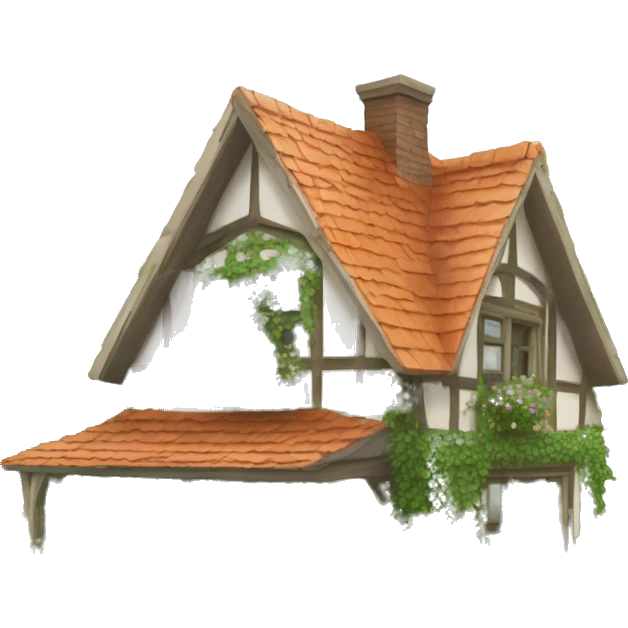cottagecore home with ivy and flowers growing on it emoji