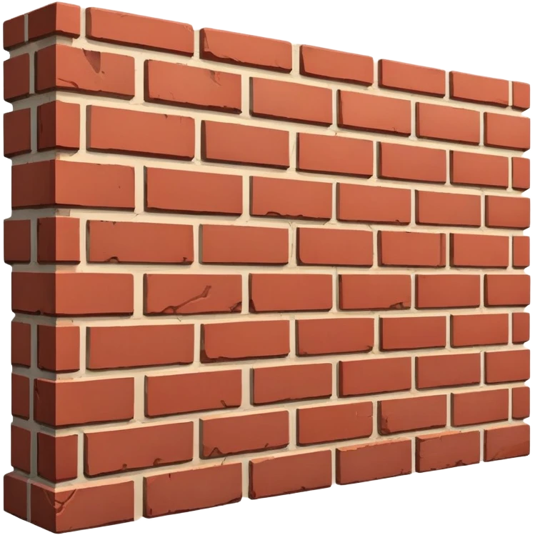 brick wall viewed from the side, perspective view emoji