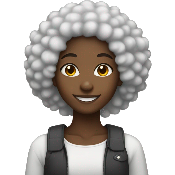 Black girl smiling with an Afro  emoji