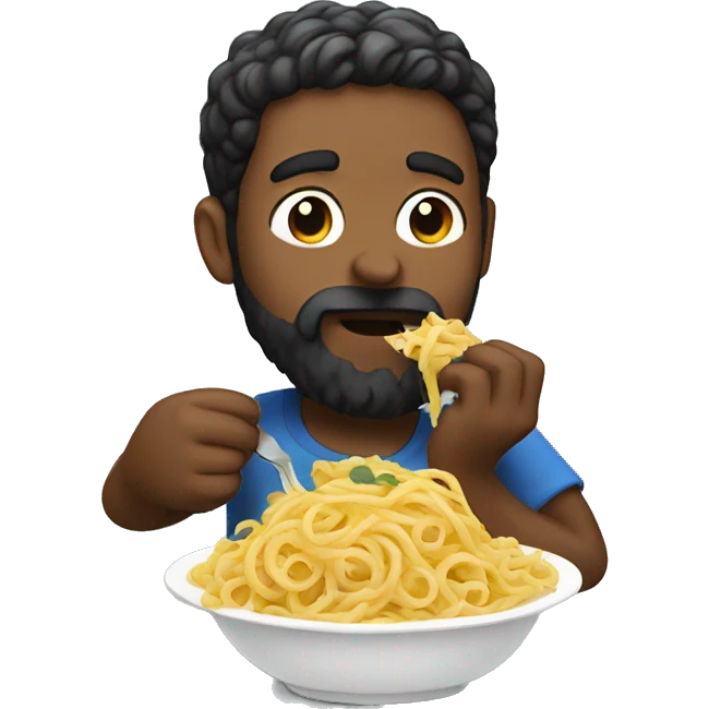 bearded boy eating pasta  emoji