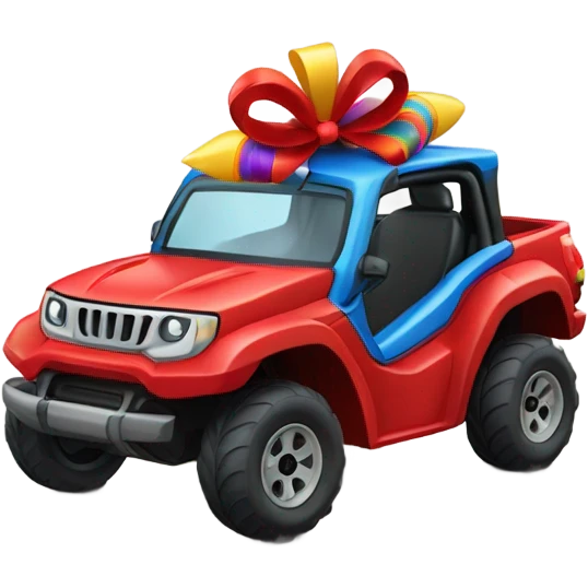 a bow on top of a red ride on toy UTV for kids emoji