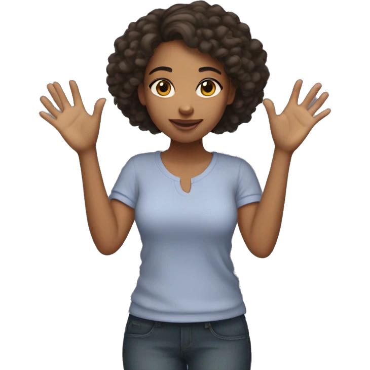 Mixed girl with heart hands emoji