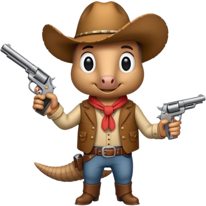 Cowboy armadillo with a pistol emoji