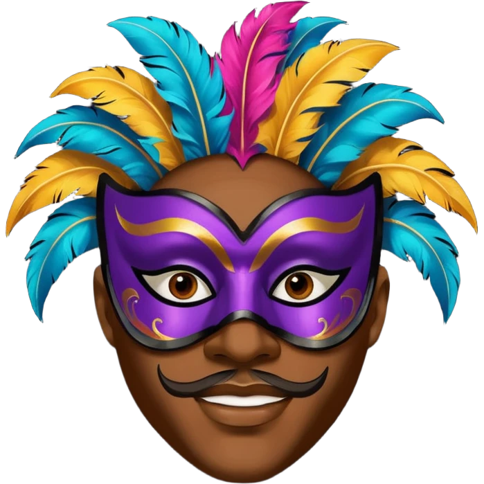 A black man with a painted carnival mask, vibrant colors and confident expression. emoji