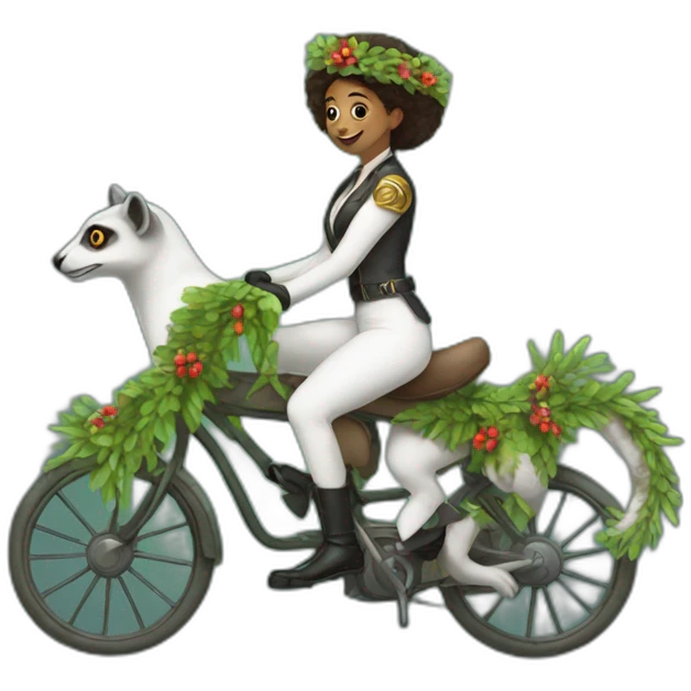 woman-riding-lemur-with-keys-and-wreath emoji