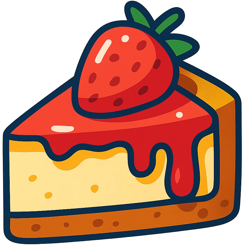 cheesecake slice with strawberry topping vibrant toon style emoji
