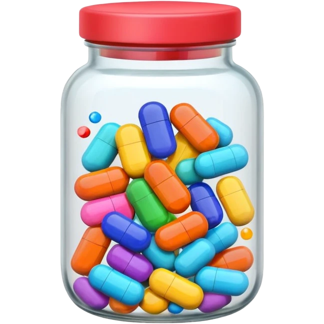 pills in a jar and scattered nearby emoji