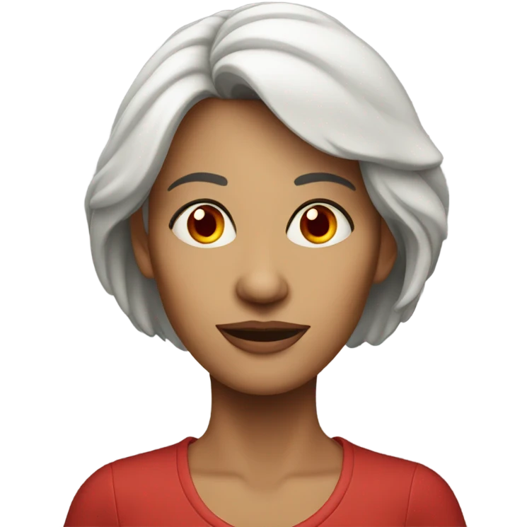 Middle aged woman with red eyes emoji