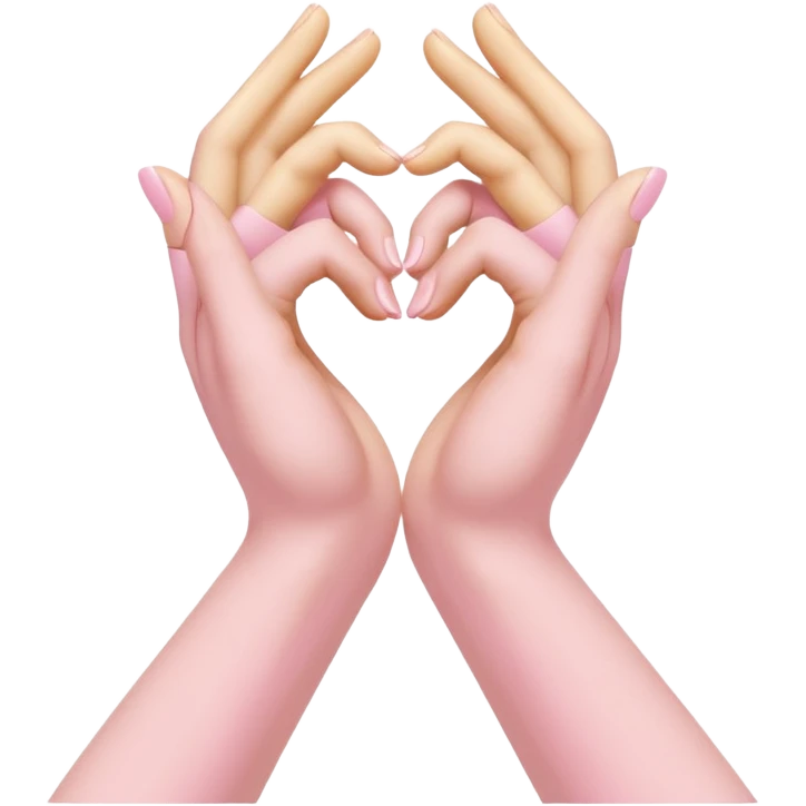 A pair of hands making a “heart” gesture in soft pink, beige and yellow pastel light emoji