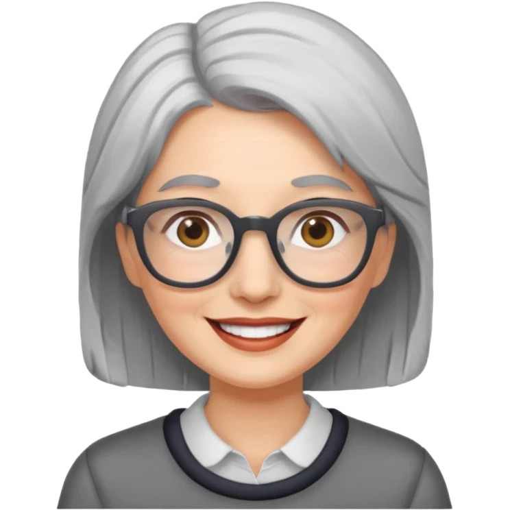 happy woman with gray hair and glasses emoji