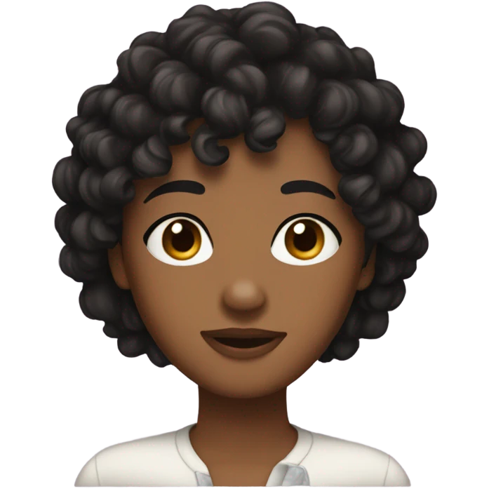 Brown skins black short with bangs curls emoji
